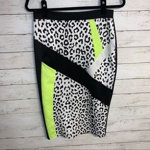 ⬇️$45 Black White Neon Green Cheetah Pencil Skirt